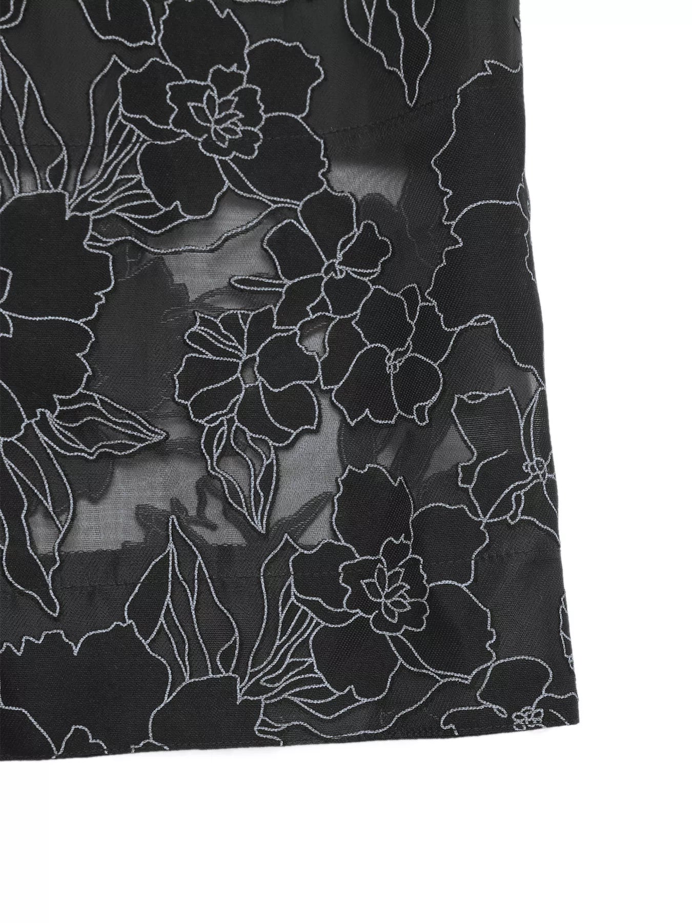 Wide leg pants with subtle lace floral trim at hemline
