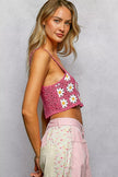 Cropped floral lace cami in light pastel tones