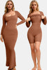 Square neck built-in shapewear midi dress in modal fabric