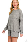 Soft melange two-piece lounge set in charcoal