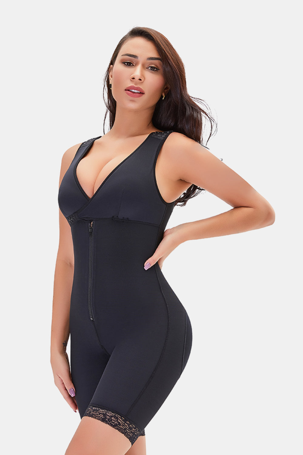 Smooth lace bodysuit with subtle waist shaping details