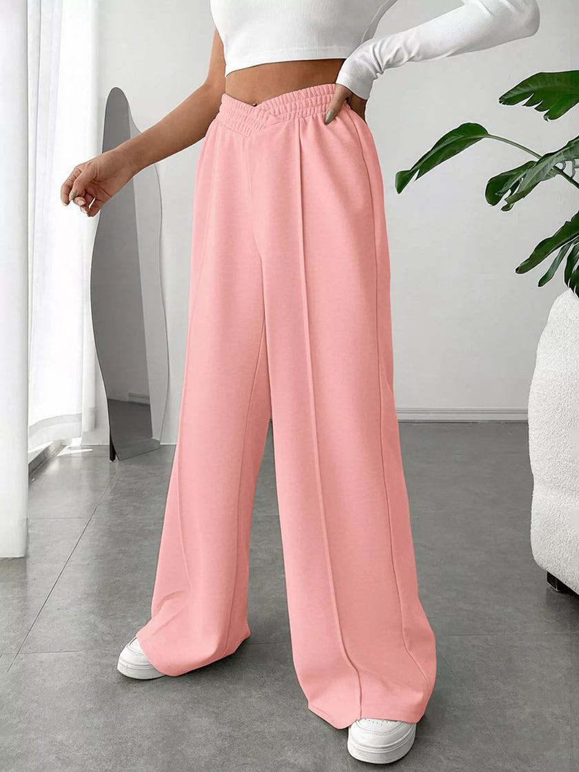 High waist pants featuring wide leg relaxed silhouette