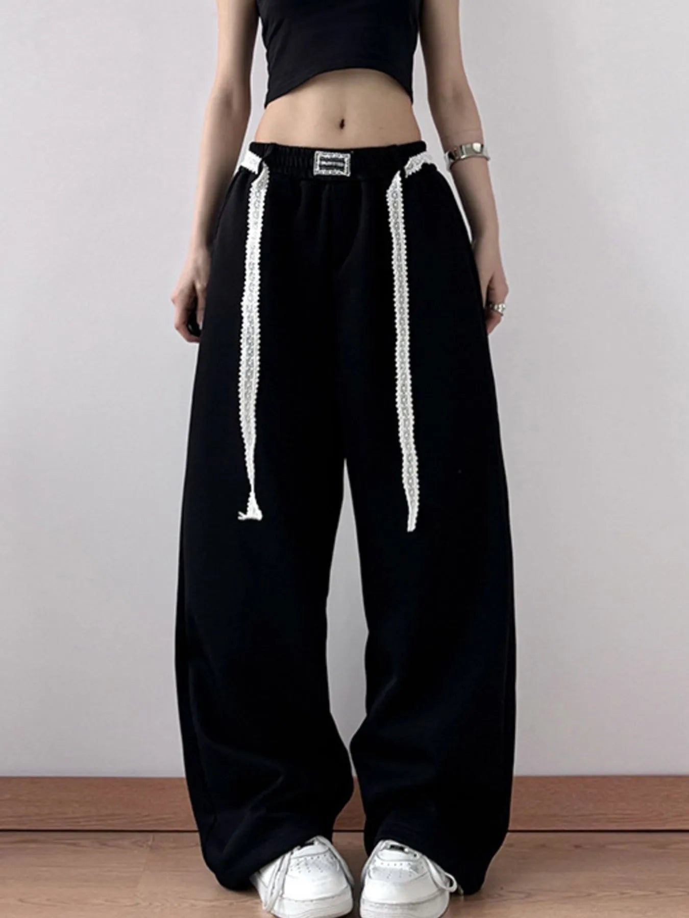 Oversized pants showcasing wide leg silhouette