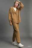 Relaxed fit Jacquard cardigan showcasing soft acrylic blend texture