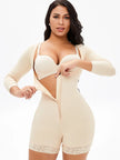 Black long sleeve shaper emphasizing smoothing body contour