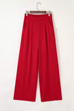 Pleated straight leg pants in taupe with high waistband