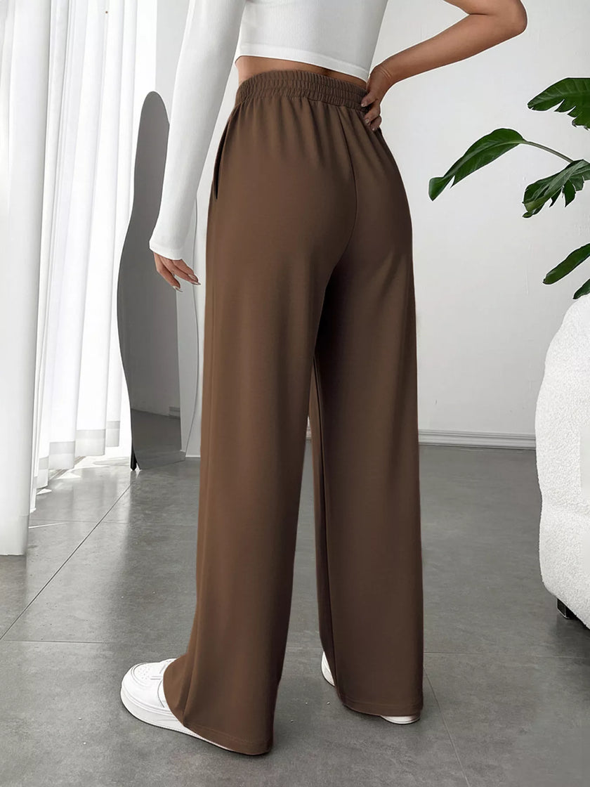 Wide leg pants in slightly stretchy fabric