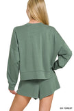 Forest green scuba fabric two-piece outfit with subtle stretch detail