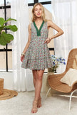 Romantic lace-trimmed mini dress in tiered design