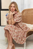 Floral dress with square neckline and lined interior
