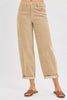 High-rise cropped corduroy pants with barrel leg silhouette
