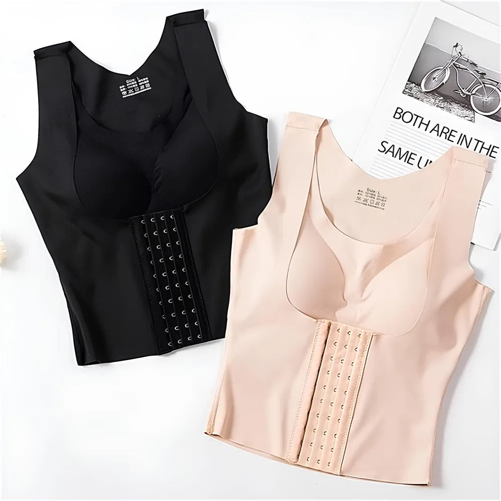 Scoop neck shaping tank with removable padding shown from front