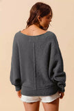 Charcoal grey boucle sweater in relaxed slouchy fit
