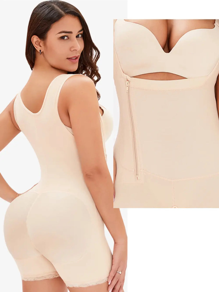 Front view of black shaper with smooth waist shaping