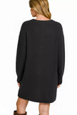 Ribbed long sleeve dress showcasing subtle stretch details