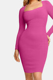 Close-up of high-stretch maxi dress with square neckline