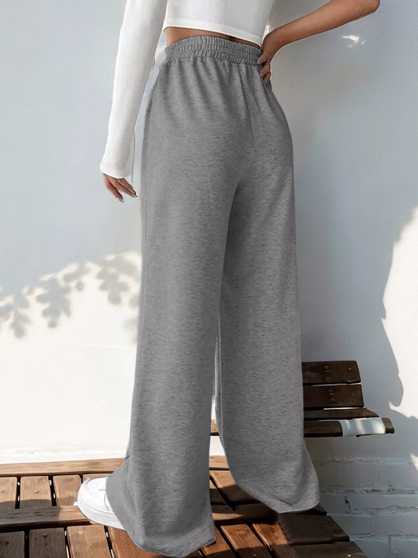 High waist wide leg pants with fluid drape detail
