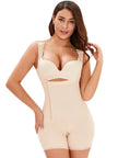 Black body shaper with flexible fabric and wide support strap