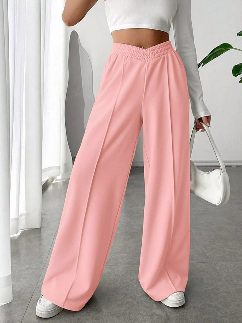 Wide leg pants with high waist and relaxed fit