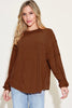 Ribbed round neck long sleeve tshirt front view