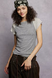 T-shirt with vintage wash and outseam stitching detail on sleeve