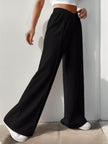 Casual wide leg pants with elastic high waist