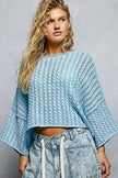 Cropped sweater top with openwork detailing on soft knit fabric
