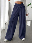 Wide leg pants with high waist elastic band