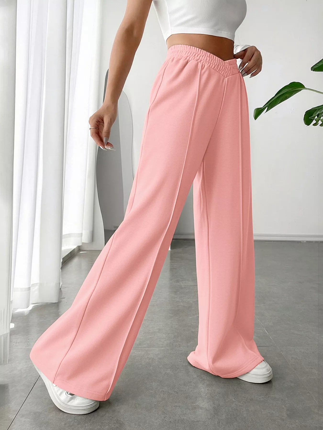 High waist wide leg pants for casual wear