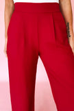 Dark gray pleated pull-on pants on mannequin