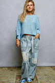 Effortless chic cropped sweater top with 34 sleeve length detail