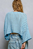 Cropped sweater top showcasing flattering 32 bust fit and 34 shoulder