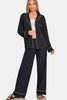 Matching charcoal lounge pants with slight stretch fabric