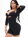 Back view of black lace panel shaper with smooth silhouette