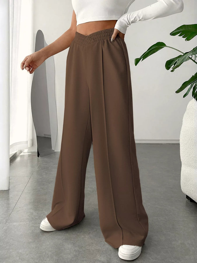 High waist wide leg pants with fluid drape