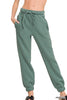 Ash jade green fleece joggers with drawstring waist and side pockets